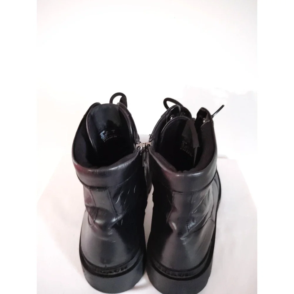 Coach Citysole Tactical Black Leather Lace Up Side Zip Combat Boot Men 11.5D EUC